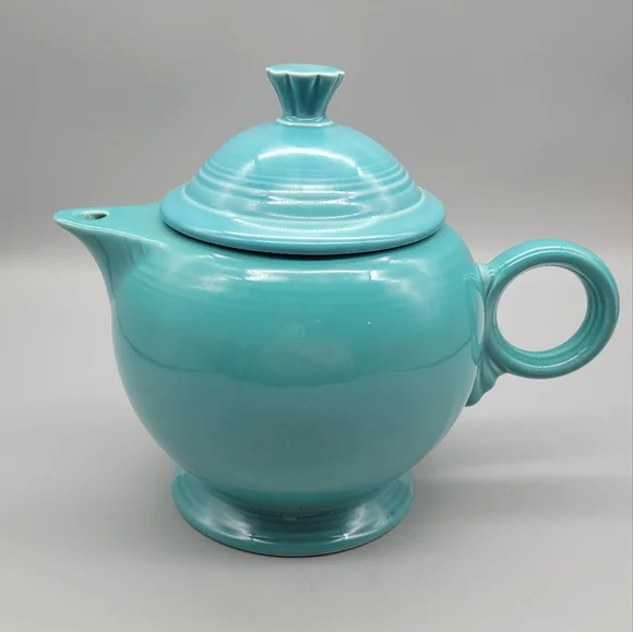 Vintage Fiesta Ware Homer Laughlin Large Turquoise Teapot - Picture 3 of 9